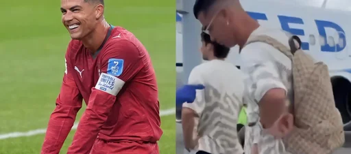 C罗配合安检时摘眼镜打趣引关注